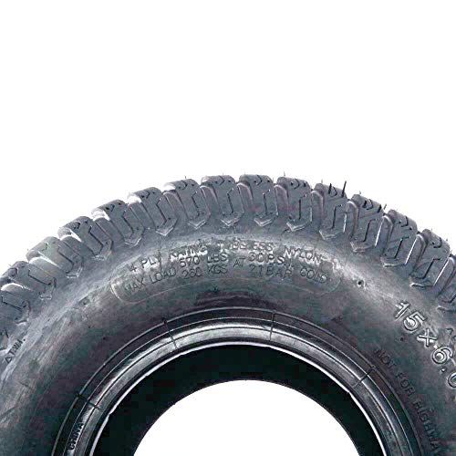 Roadstar Lawn Mower Turf Tires 15x6.00-6 Lawn Garden Tractor Golf Cart Tires 15x6x6 P332 4PR Tubeless, Set of 2