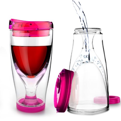 Asobu Ice Vino2Go Insulated Wine Tumbler, 10-Ounce, Pink Home & Kitchen, Kitchen & Dining, Dining & Entertaining, Glassware & Drinkware, Tumblers