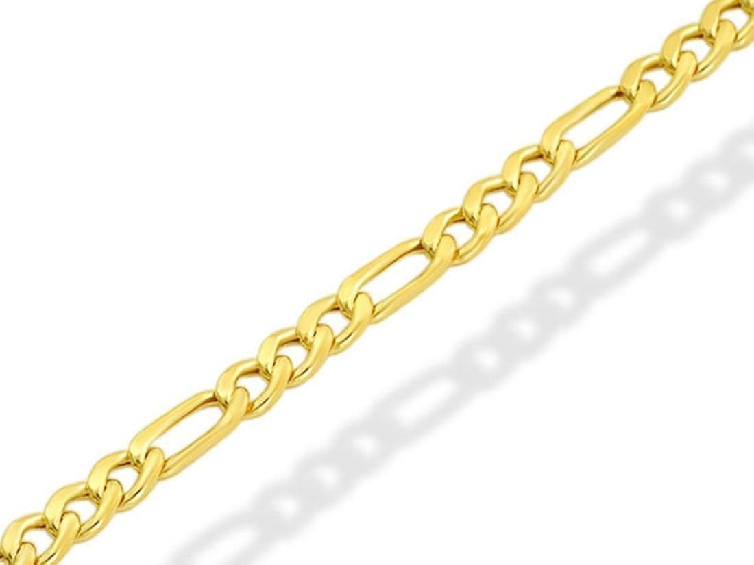 F.Hinds 9ct Yellow Gold Figaro Anklet 9in Bracelet Chain Foot Jewelry