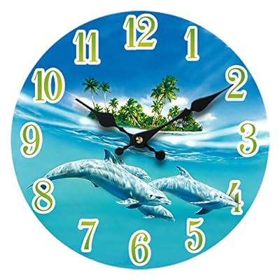 Sea Creations Dolphin Glass Wall Clock New 13"X 13" Home Wall Decor Coastal Nautical Beach 51O5p4HNoKL
