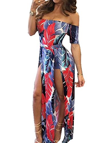 Womens Floral Slit Off