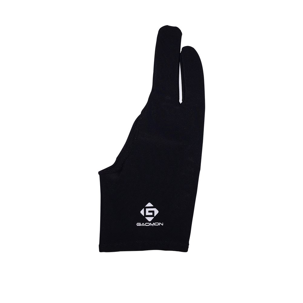 GAOMON Two-Finger Anti-Skid Black Artist Lycra Glove for Graphics Tablet/LED Light Box/Pen Display-Free Size
