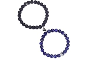 UEUC King&Queen Crown Distance Couple Bracelets His and Her Friendship 8mm Beads Bracelet