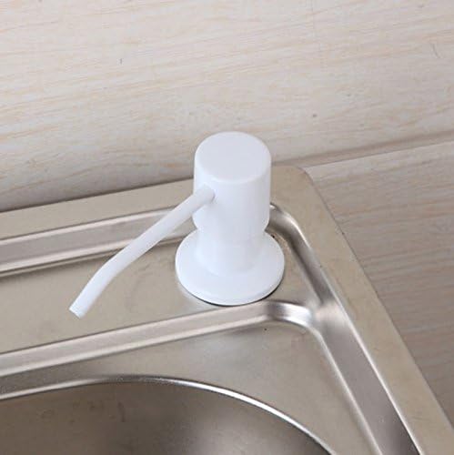 Kitchen Sink Soap Dispenser Chrome &amp; Brushed Nickel Countertop Liquid Dish Hand Pump Replacement (White)