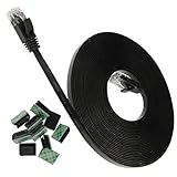 Cat6 Ethernet Cable 25ft Black with 10 pcs Cable Clips,Internet Network Cable-XINCA Ethernet Patch Cable with Snagless Rj45 Connectors - 25 feet Black(7.6 Meters)