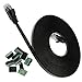 Xinca Ethernet Cable Cat 6 Flat 25 Feet Black, Network Cable Cat 6 Flat Ethernet Patch Cable, Internet Cord with Rj45 Snagless Connectors - 25 Feet Black (7.6 Meters)