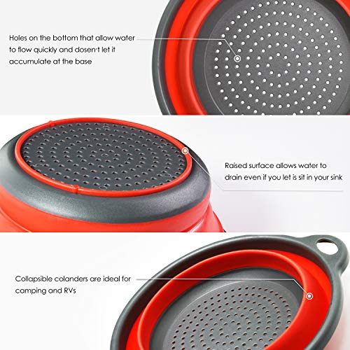 image for Longzon 2 Collapsible Colander Strainer Set, Over the Sink Vegetable/F