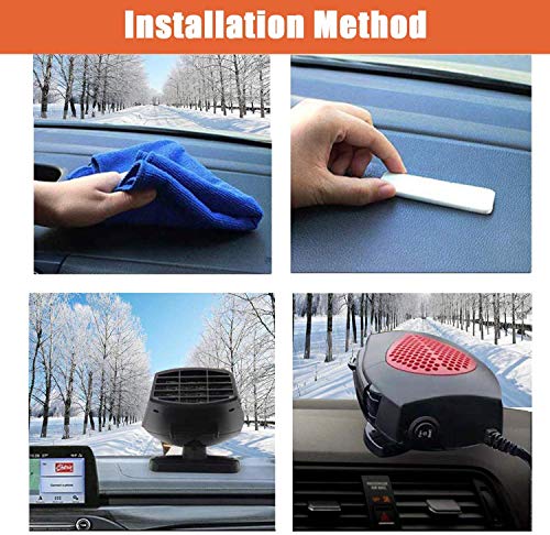 Portable Car Heater, 12V Car Fan Defroster Automobile Heater Warmer and Defroster 2 in 1 Heating Cooling Function Windshield Demister Defroster (Black) - Thumbnail 3