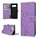 YOKIRIN Galaxy Note 8 Case, Flip Wallet Full PU Leather Kickstand Emboss Floral Butterfly Magnetic Book Style Built-in Stand Card Slots Holder Protective Cover with Detachable Wrist Strap, Purple