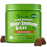 Allergy Immune Supplement with Hemp for Dogs - For Skin & Sinus + Seasonal Pollen Dog Allergies - With Cod Liver Fish Oil, Curcumin, BioPerine, Vitamin C & Quercetin - Omega 3 & 6 Support - 90 Chews