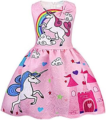 Girls Kids Casual Dress Paint Butterfly Rose Animal Fall Long Sleeve/Sleeveless Dresses