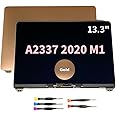 13.3” Screen Replacement for MacBook Air A2337 M1 2020 Year EMC 3598 Retina Display LCD Screen Full Assembly Complete Top Assembly 2560x1600 (Gold)