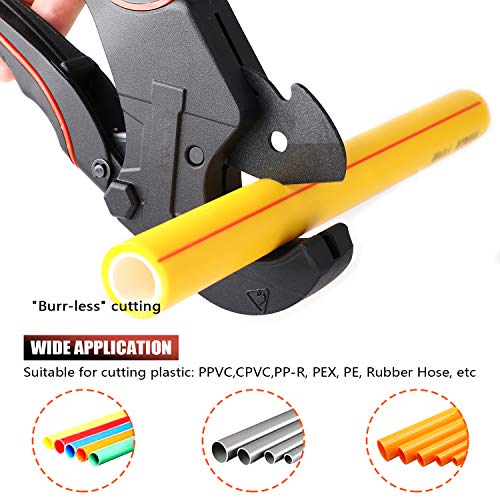 GETUHAND Ratchet-type PVC Pipe Cutters, 1/8-inch to 2-1/2-inch Hose Cutter Tool, One-hand Fast PEX Pipe Cutter for Cutting PEX, PVC, and PPR Plastic Hoses and Plumbing Pipes