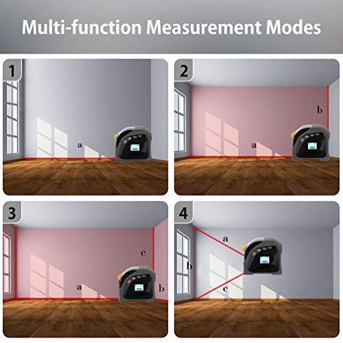 Laser Tape Measure 2-in-1, Measuring Tape, Laser Measure 131Ft, Tape Measure 16Ft, M/In/Ft - Pythagorean Distance Area and Volume - Construction Laser Measurement Tool LCD display USB Rechargeable