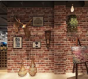 papel tapiz autoadhesivo 3d 5.3㎡ Ladrillo de imitación vintage Papel