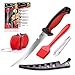 Dacodget 6.5 inches Fillet Knife Kit | Multifunctional Stainless Steel Fish Deboning and De-Scaling Knife with Sheath + Portable Knife Sharpener + Fish Bones Tweezers + BBQ Silicone Glazing Brush