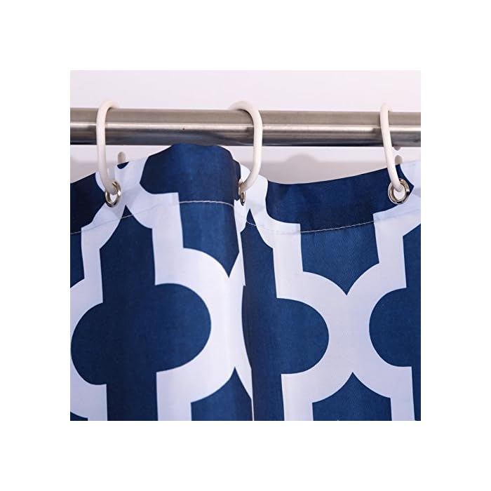 Luunaa Geometric Patterned Shower Curtain Waterproof , 72 x 72 Inch with 12 Hooks (Blue