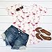 IHAOIZ Womens Short Sleeve Shirts Casual Summer Tops Flamingos Printed Tees Blouse White - XL