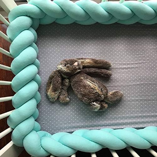 Zenfen Braid Crib Bumper Knot Plush 118 inch 3m Soft Pad Infant Cradle Bumper Pads,Pillow Cushion Cradle Decor