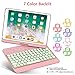 Earto iPad 9th Generation Keyboard Case 10.2 inch (2021), 8th / 7th Gen, Air 3, Pro 10.5 Compatible, 7 Color Backlit, 360 Rotatable, Slim Wireless Keyboard with Folio Hard Back Cover, Rose Gold