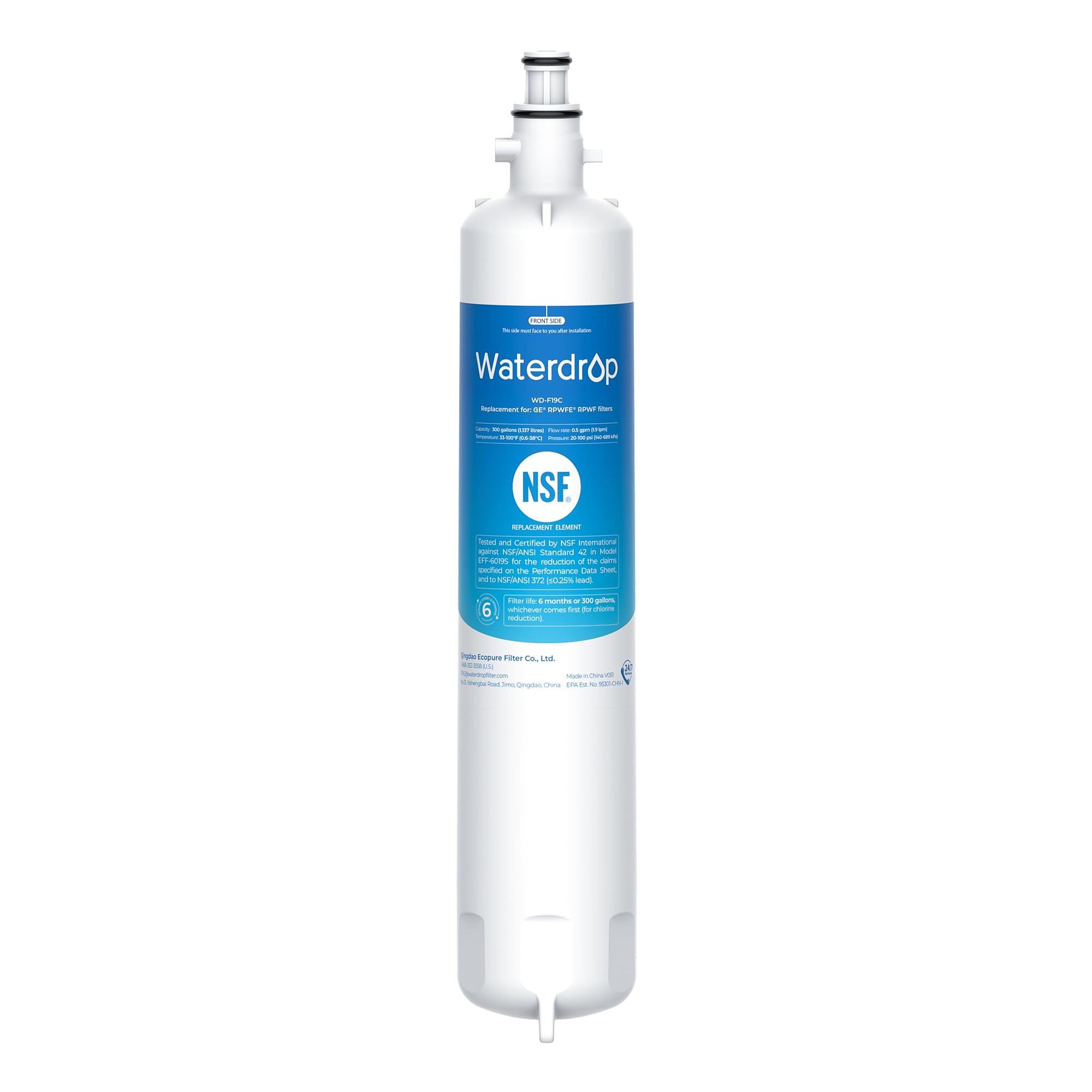 Photo 1 of Waterdrop Replacement for GE® RPWFE®, RPWF (Built-in CHIP) Refrigerator Water Filter, Compatible with GFE28GYNFS, GFE28GELDS, PFE28KELDS, PFE28KYNFS, GFD28GELDS, PWE23KELDS, PWE23KMKES