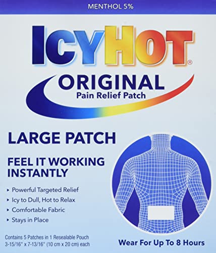 Icy Hot Medicated Patch Extra Strength Pain Relief Patch for Back or Large Area, 5 Count