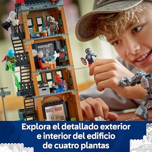 | Marvel Spider-Man vs. Mysterio: El Daily Bugle - Superhéroe de Juguete con Figura de Acción Meca y 7 Minifiguras - Regalo de Cumpleaños para Niños de 10+ Años y Fans de Las Películas - 76342