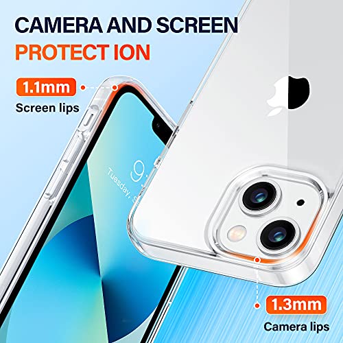 Vakoo Crystal Clear Kompatibel für iPhone 13 Hülle 2021, Militärschutz Stoßfeste Kratzfeste Schutzhülle Transparent Case Dünne Handyhülle (6,1 Zoll) - Durchsichtig