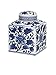 IMAX 89830 Tollmache Large Lidded Jar, Oriental Inspiration, Lidded Jar Mixed With Modern Technique, Floral Motif Pattern In Vibrant Blue And Crisp White, Handcrafted In Ceramic, Decorative Large Lidded Jar, 10