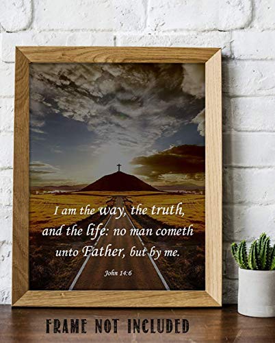 Christian Wall Art Print - "I Am the Way" - 8x10" Bible Verse Print For Home Decor, Church Decor, Living Room Decor or Office Decor, Unframed