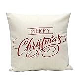 Goodtrade8 Gotd Merry Christmas Pillow Case Xmas 18 x 18 Cushion Cover Merry Chritmas Home Decor Design Throw Pillow Cover Pillow Case 18 x 18 Inch Cotton Linen for Sofa (White A)