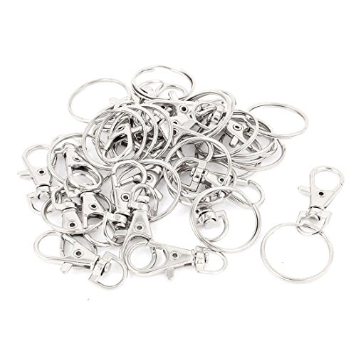 uxcell Lobster Clasps Hook Split Ring Keyring Handbag Keychain Key Holder 20pcs Silver Tone