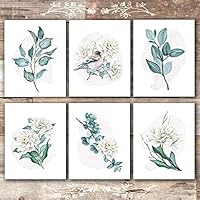 Floral Branches and Leaves Wall Art - (Set of 6) - Unframed - 8x10s