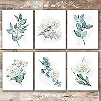 Floral Branches and Leaves Wall Art - (Set of 6) - Unframed - 8x10s