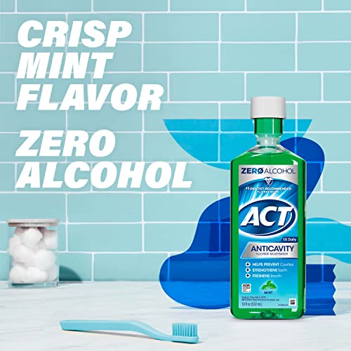 ACT Anticavity Fluoride Mouthwash Zero Alcohol 18 fl. oz. Soothing Mint