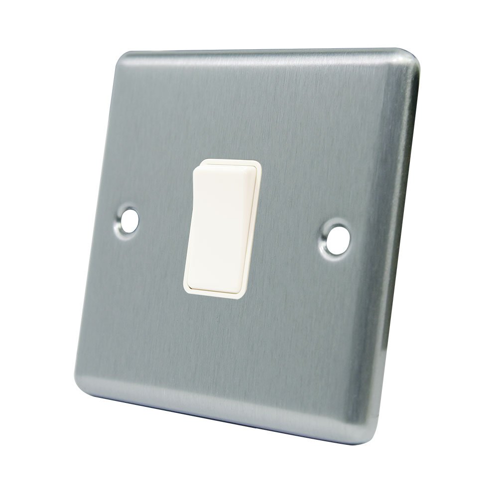 AET CSC1GSWIWH 10 A 1-Gang 2-Way Satin Finish Chrome Classical Single White Insert Plastic Rocker Light Switch