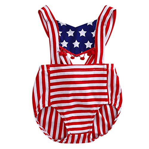 Baby Girl Clothes American Flag Bodysuit Romper Jumpsuit One-pieces Outfits Set