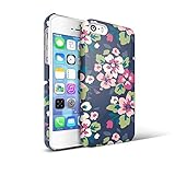 iPhone 5s case for teen girl, Akna Retro Floral Series Vintage Flower Pattern Rubber Coating Back Case for iPhone 5 5S (Vintage Blue)(U.S)
