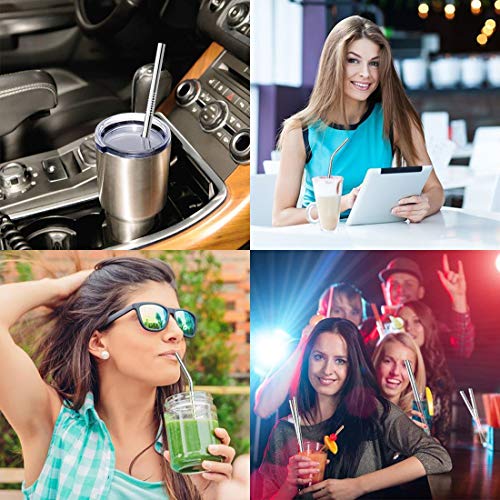 Multicolor Colorful Stainless Steel Straws, Reusable Drinking Straws Eco-Friendly Straight and Bend Straws for 20 30 OZ Yeti Tumblers Cups Mugs Cold Beverage with FDA (A, Multicolor)