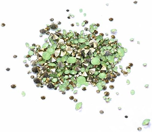 Nizi Jewelry ss6-ss38 And Mixed Sizes Pointback Resin Rhinestones Beads For Phone Nail Art DIY Decoration Many Sizes Green Opal ss18 4.4mm