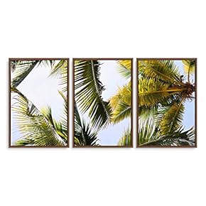 3 Piece Framed Canvas Wall Art for Living Room, Bedroom Vintage Tropical Palm Trees Canvas Prints for Modern Home Decoration Ready to Hang - 16"x24"x3 Panels