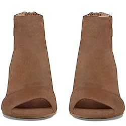 MOOMMO Women Open Toe Booties Sandals Heel Cognac