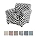 Home Fashion Designs Printed Twill Arm Chair Slipcover. One Piece Stretch Chair Cover. Strapless Arm Chair Cover for Living Room. Brenna Collection Slipcover. (Chair, Charcoal)