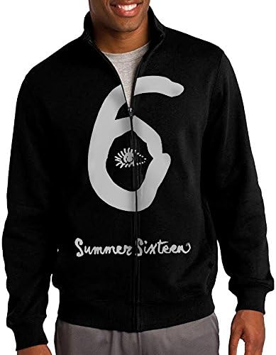 GNGN Mens View 6 Logo Drake Camping Classic Standup Collar Jacket Zip Sweatshirt Leisure Style XXL Black
