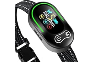 AKUVU Dog Bark Collar - Rechargeable Smart Barking Collar, Anti Bark Training Collar with Adjustable Sensitivity Beep Vibration Shock, Bark Shock Collar for Large Medium Small Dogs (Black)