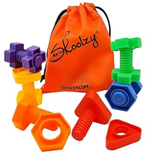 Skoolzy Jumbo Nuts and Bolts Toddler Toys Montessori Toys Building Stocking Stuffers for Toddlers Boys, Girls | 12 pc…