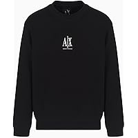 Armani Exchange Men's Cotton Icon Logo Half Zip Sweater, Black, X
