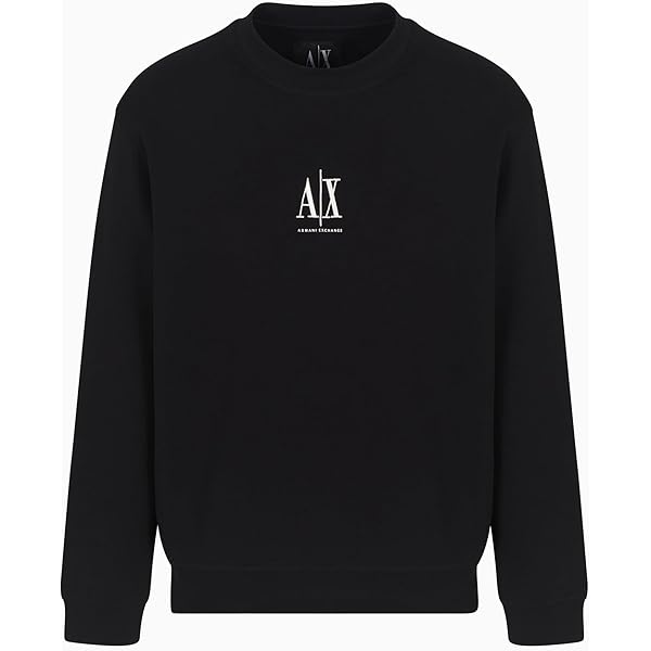 Armani Exchange Men's Cotton Icon Logo Half Zip Sweater, Black, X