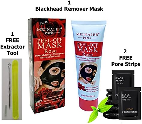 Skin Whitening Pore Minimizing Mask X-Large Size With Two-Pore Strips Blackhead Removal Tool Infused with French Rose Petal Essence Peel Off Skin Whitening Mask Leaves Face Soft and Smooth