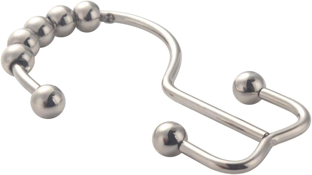 Titanker Shower Curtain Hooks Rings, Rust-Resistant Metal Double Glide Shower Hooks for Bathroom Shower Rods Curtains, Set of 12 Hooks - Nickel: Home & Kitchen